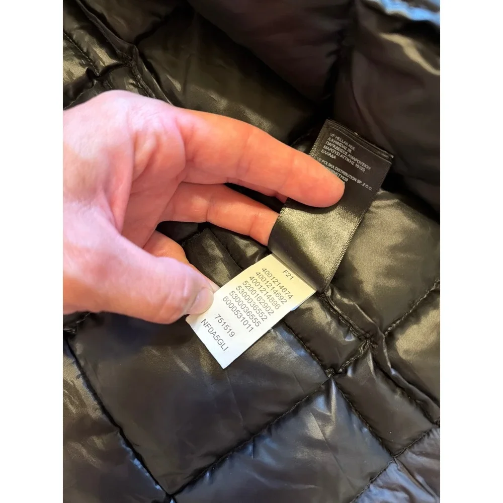 The North Face Mens ThermoBall Eco Hoodie Black Puffer Jacket Small FLAW